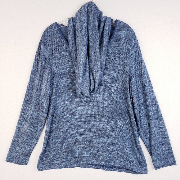 Chico's Convertible Sweater Pullover Mock Neck Blue Metallic Lightweight size L - Picture 1 of 9